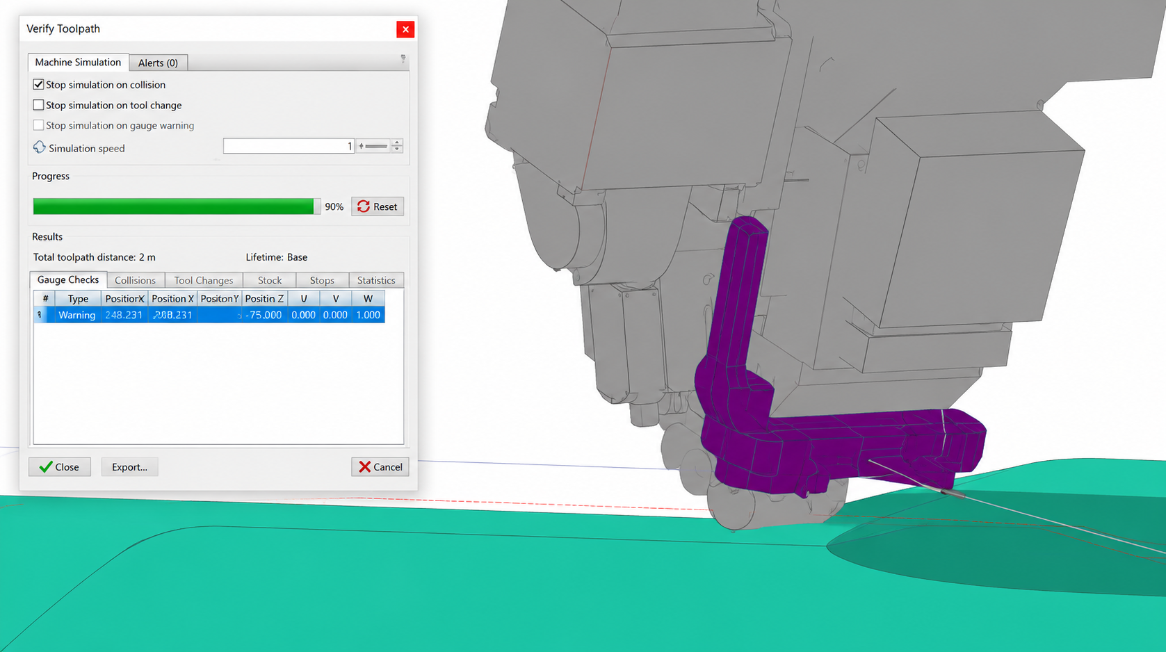 Process simulation to validate industrial machining operations
